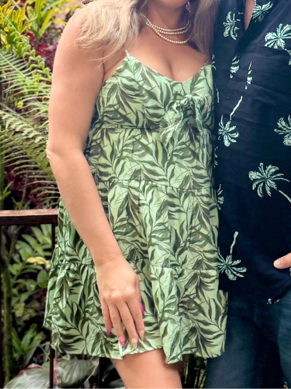 Green Leaf Print Sundress